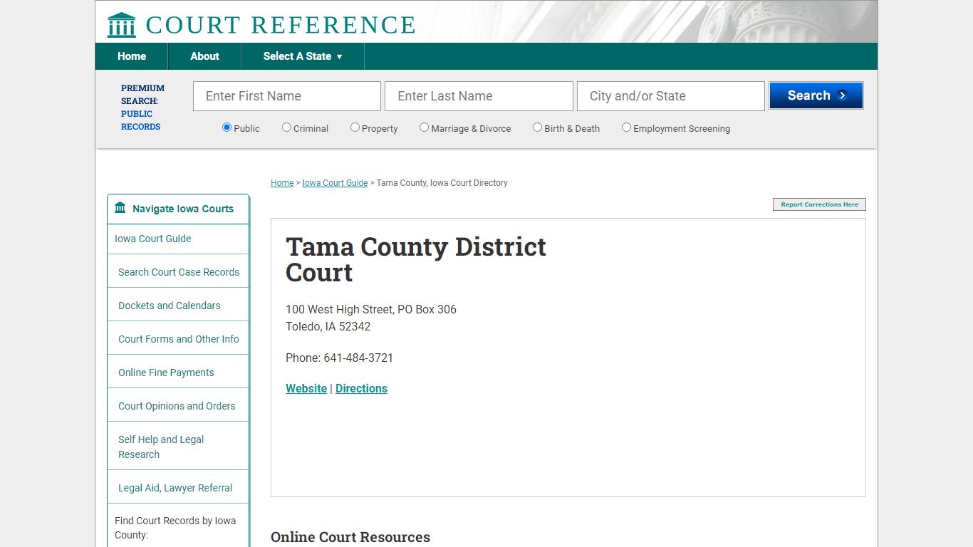 Tama County District Court - Courtreference.com